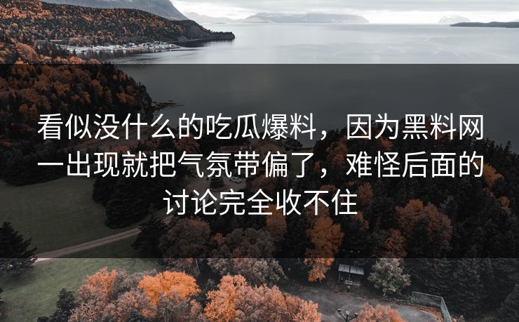 看似没什么的吃瓜爆料，因为黑料网一出现就把气氛带偏了，难怪后面的讨论完全收不住