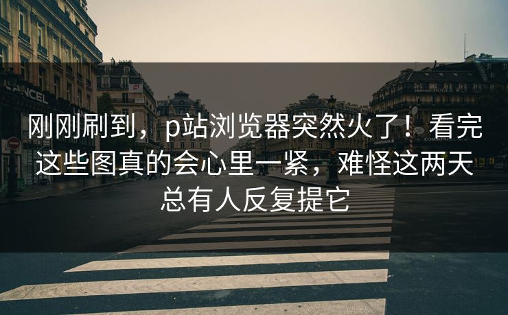 刚刚刷到，p站浏览器突然火了！看完这些图真的会心里一紧，难怪这两天总有人反复提它