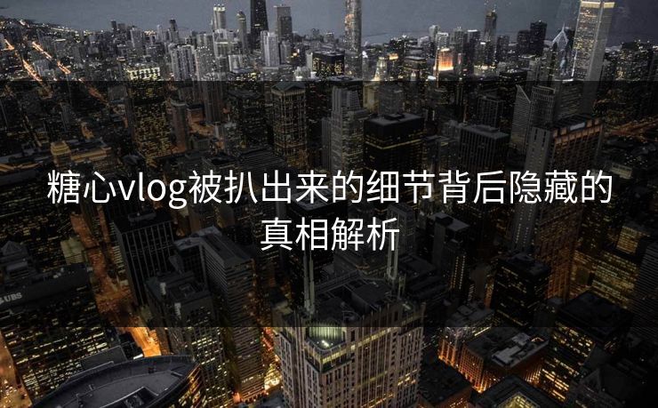 糖心vlog被扒出来的细节背后隐藏的真相解析