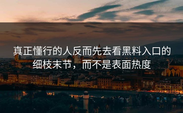 真正懂行的人反而先去看黑料入口的细枝末节，而不是表面热度