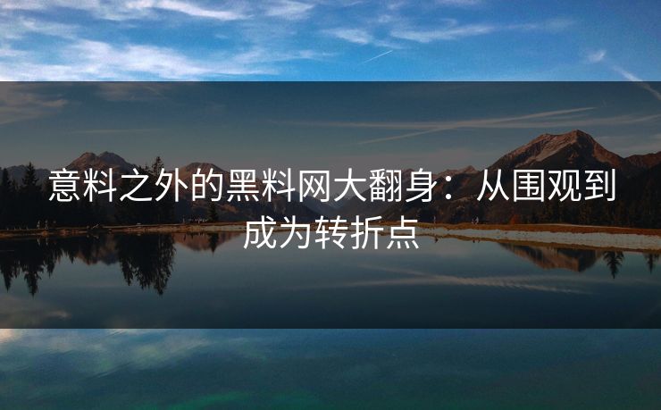 意料之外的黑料网大翻身：从围观到成为转折点