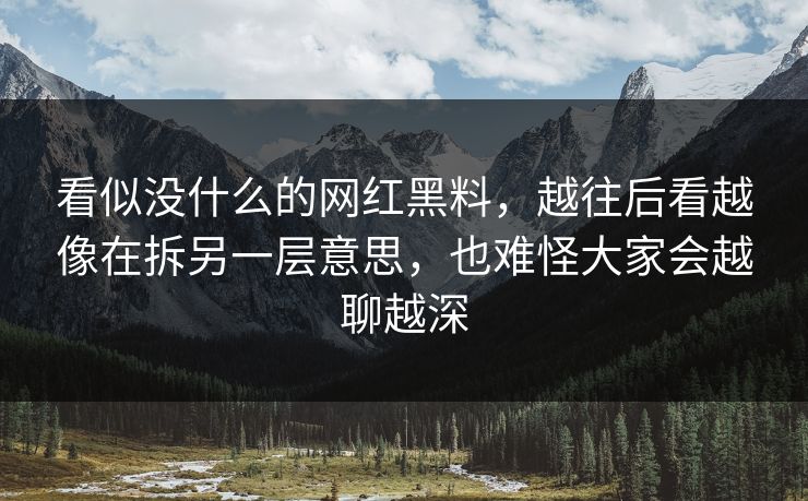 看似没什么的网红黑料，越往后看越像在拆另一层意思，也难怪大家会越聊越深