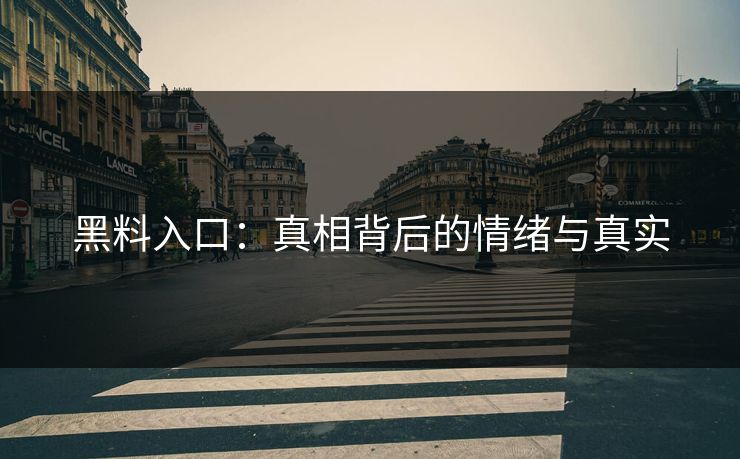 黑料入口：真相背后的情绪与真实
