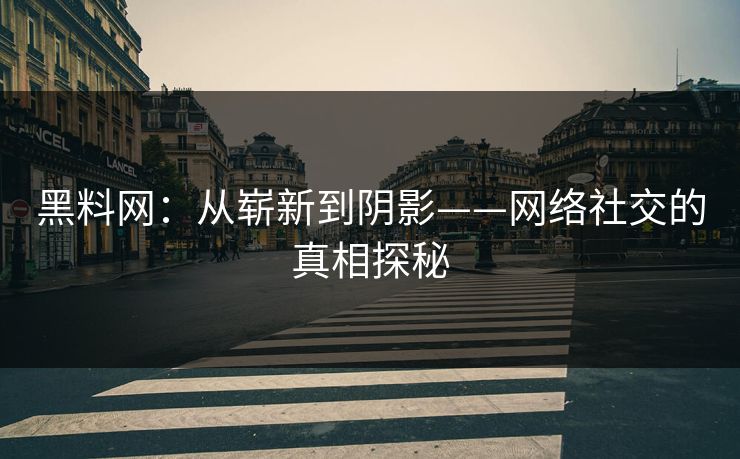 黑料网：从崭新到阴影——网络社交的真相探秘