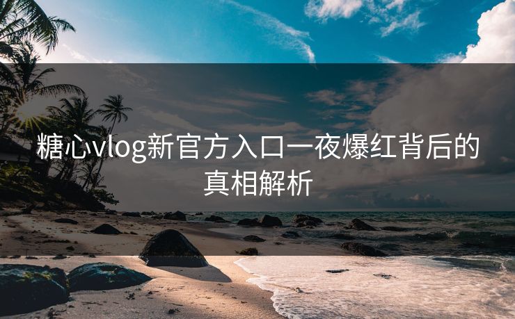 糖心vlog新官方入口一夜爆红背后的真相解析